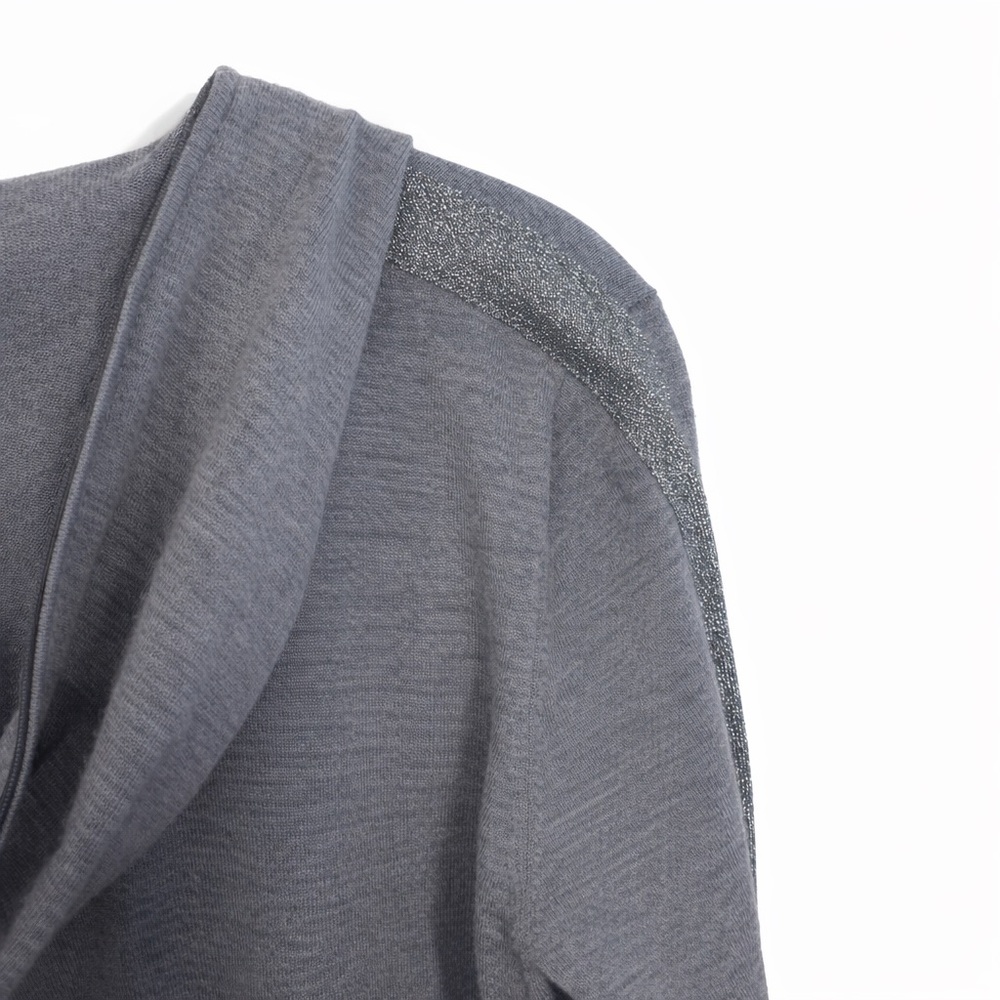 Akris Punto Women’s Wool Half Zip Glitter Pullover Sweatshirt 6 - Picture 3 of 7